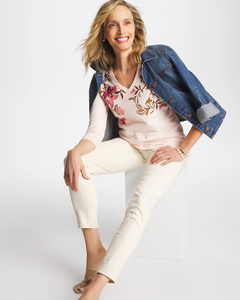 Chico's - Stretch-Cotton 3/4 Sleeve Perfect Tee