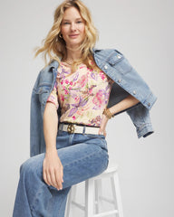 Chico's - Tropical Floral Elbow-Sleeve Tee
