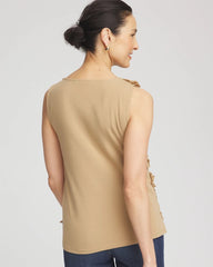 Chico's - Sleeveless Ruffle-Appliqué Tank Top