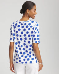 Chico's - Polka-Dot Slub Short Sleeve Tee
