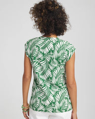 Chico's - Palm-Frond-Print Cap-Sleeve Top