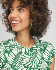 Chico's - Palm-Frond-Print Cap-Sleeve Top