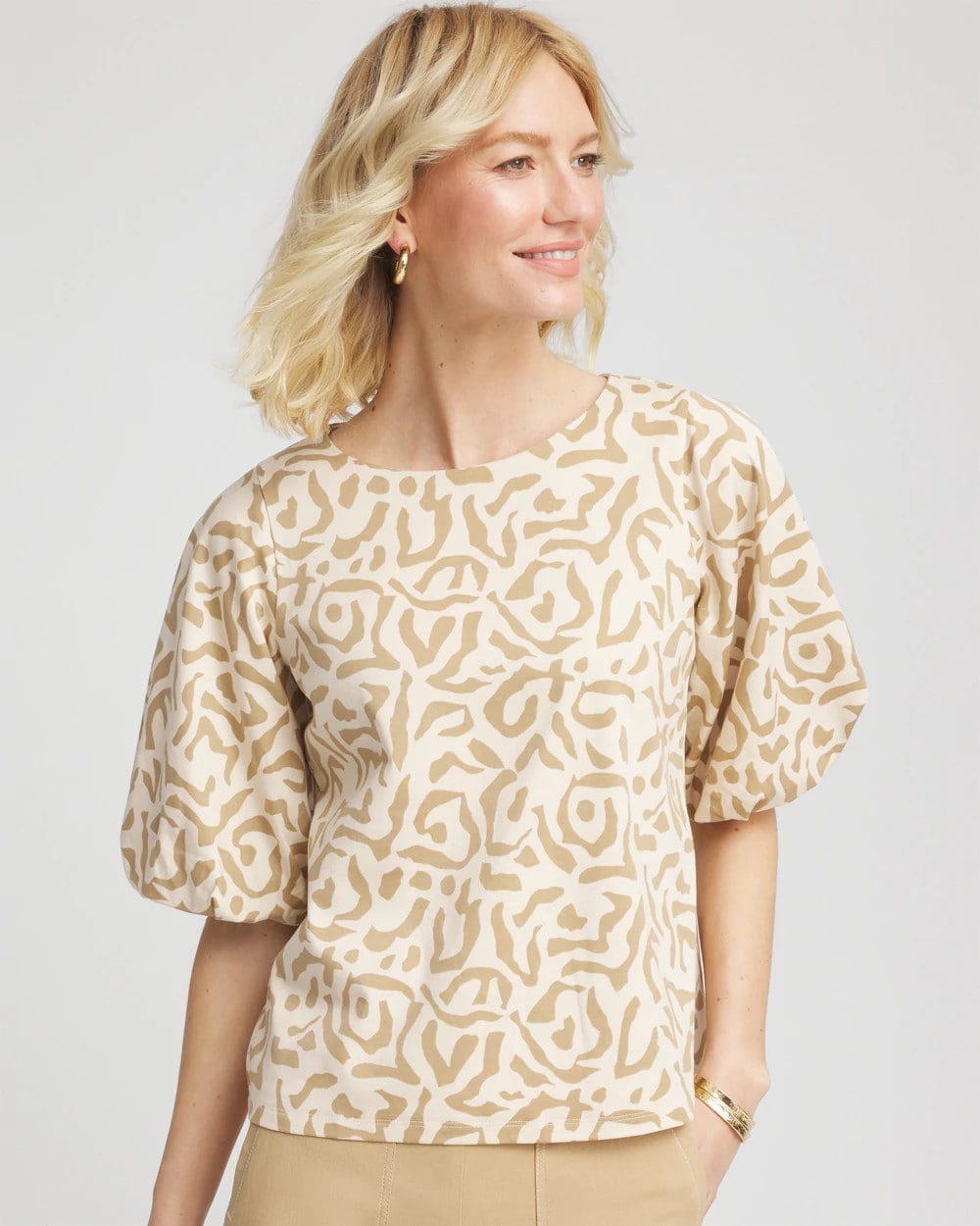 Chico's - Animal Print Bubble Sleeve Top