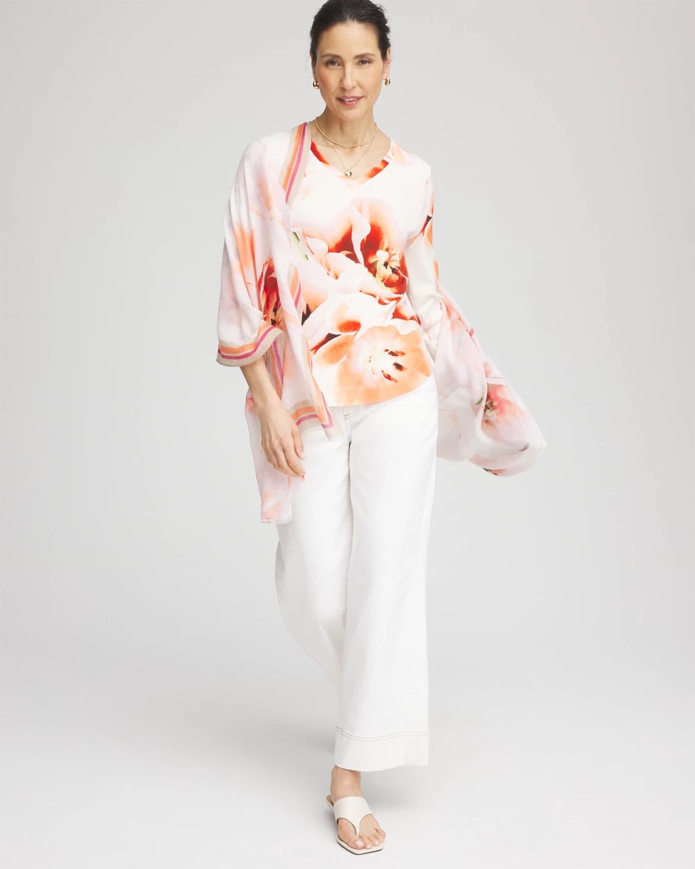 Chico's - Tropical Floral 3/4 Sleeve Tee