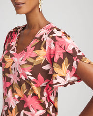 Chico's - Floral Petal-Sleeve Voop Neck Tee