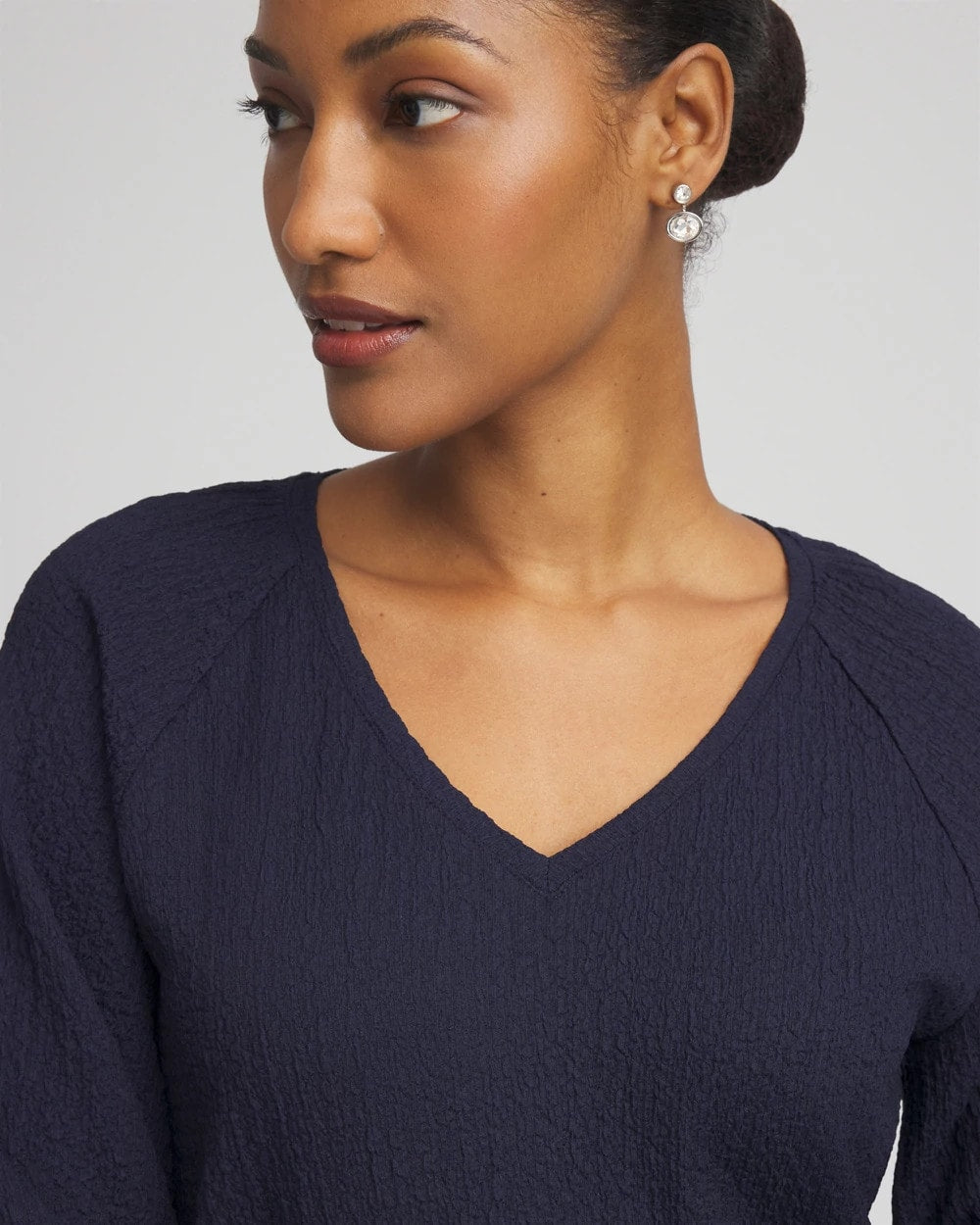Chico's - Textured Raglan V-Neck Top
