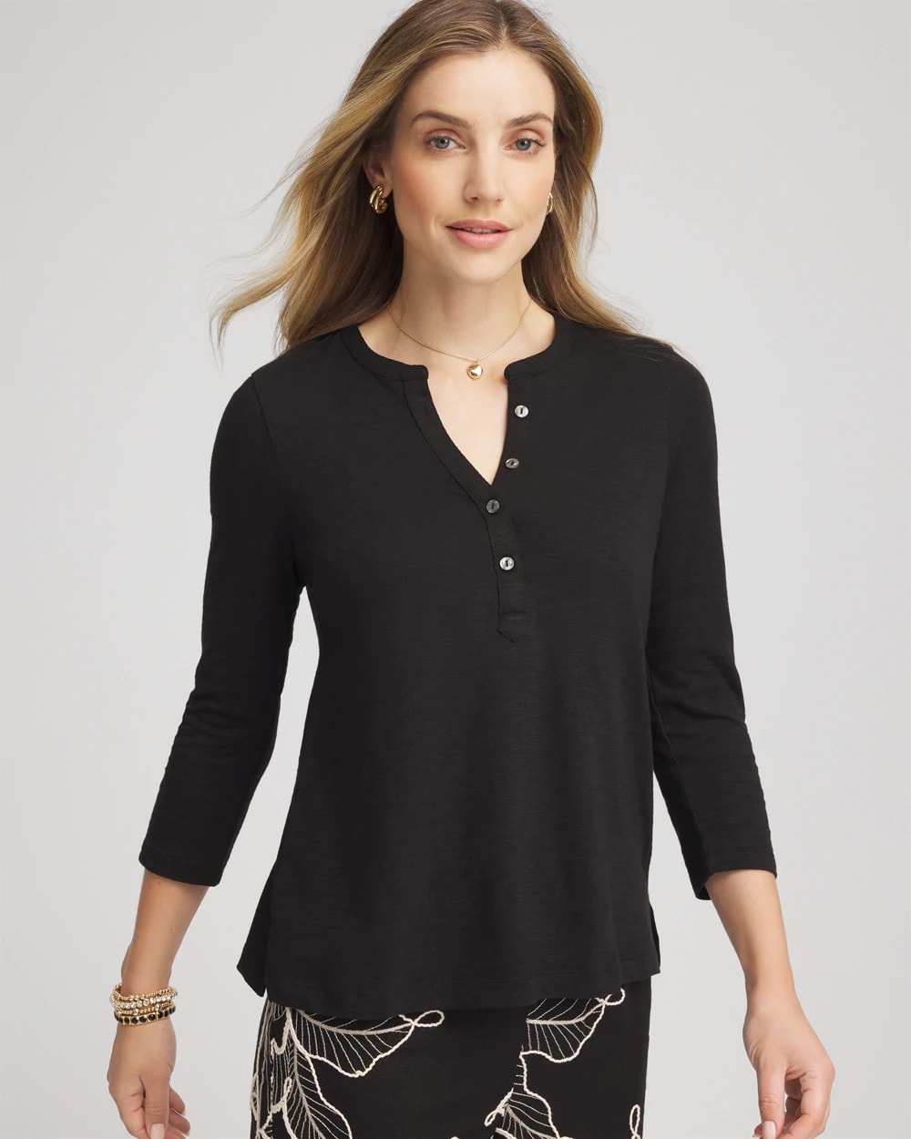 Chico's - Cotton Slub Henley Shirt