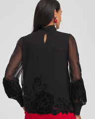 Chico's - Sheer Mesh Velvet Appliqué Top