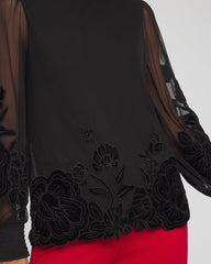 Chico's - Sheer Mesh Velvet Appliqué Top