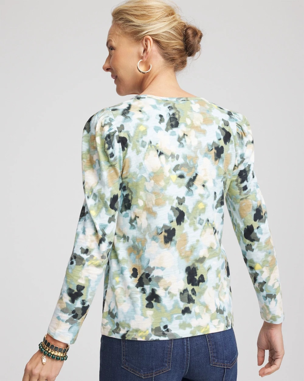Chico's - Printed Slub Puff-Sleeve Tee