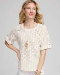 Chico's - Textured Roll Cuff Tee