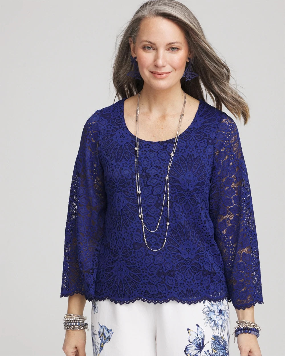 Chico's - Scalloped Hem Lace Top