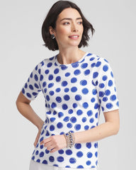 Chico's - Polka-Dot Pima Cotton Crewneck Tee