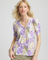 Chico's - Floral Slub Henley Tee