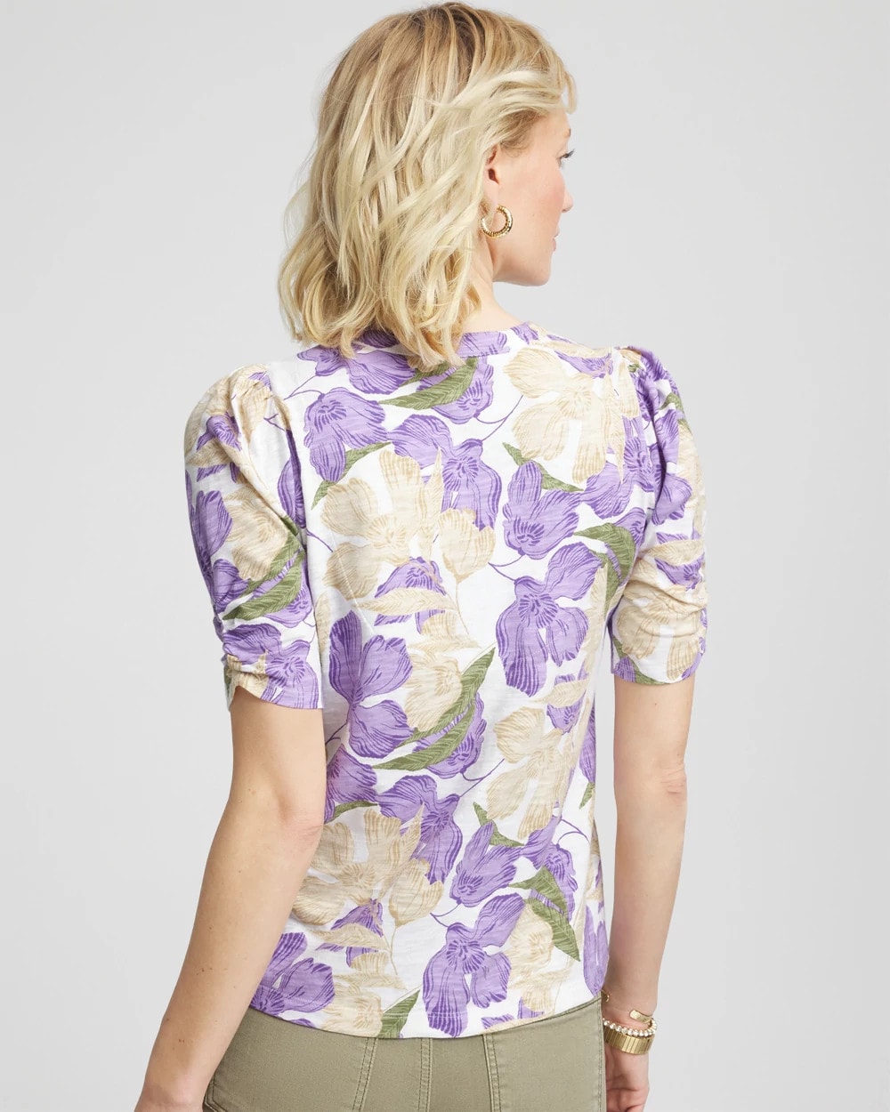 Chico's - Floral Slub Henley Tee