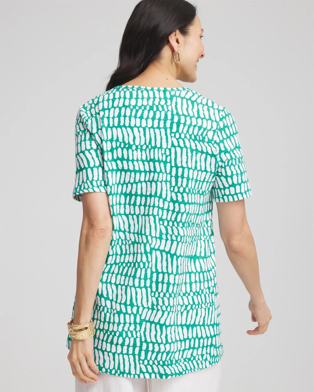 Chico's - Tropical Short Sleeve Forward-Seam Tee