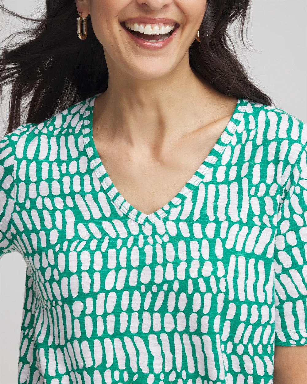 Chico's - Tropical Short Sleeve Forward-Seam Tee