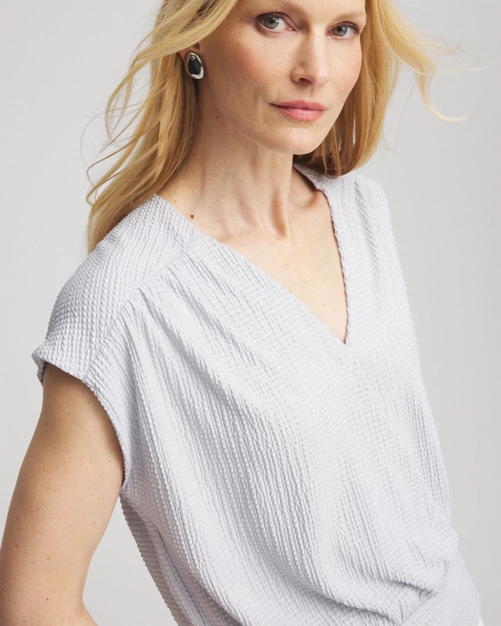Chico's - Foiled Knit Banded Bottom Top