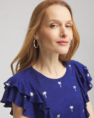 Chico's - Foiled Flutter-Sleeve Linen Tee