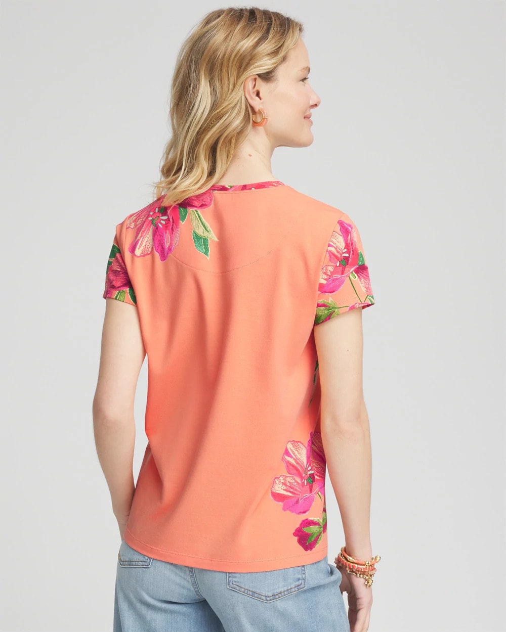 Chico's - Floral Cap-Sleeve Tee