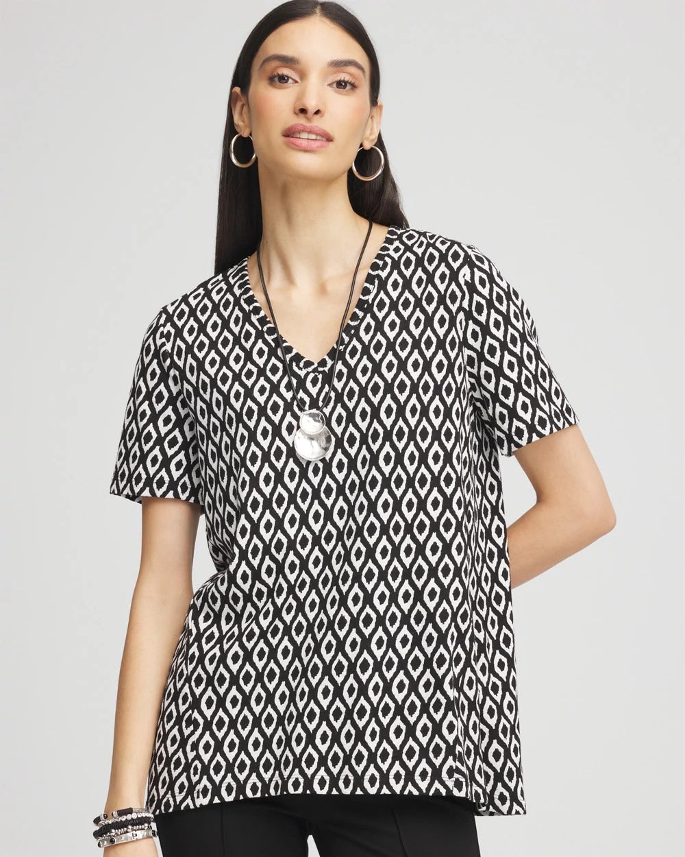 Chico's - Graphic Slub V-Neck Tee