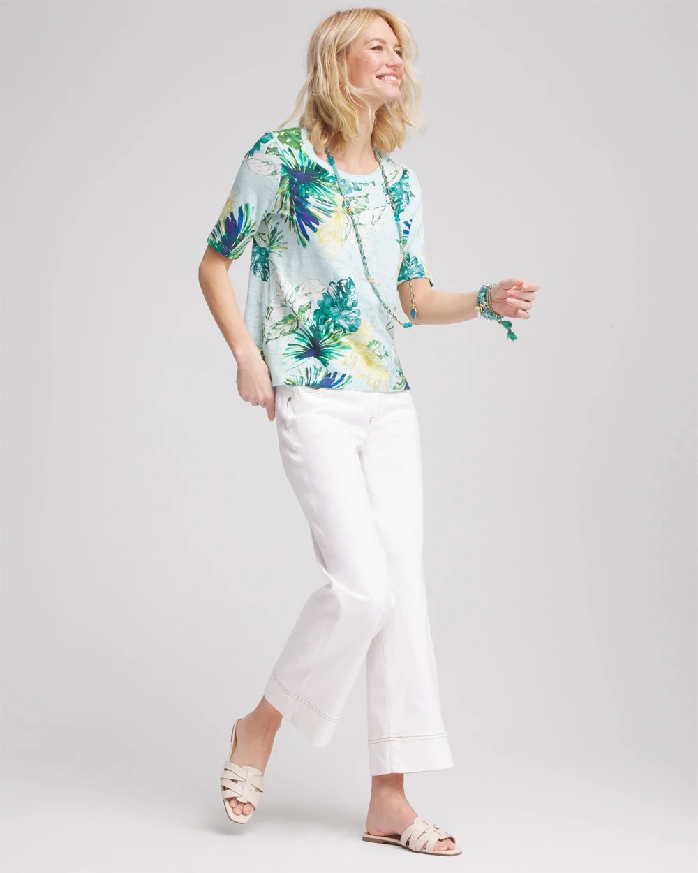 Chico's - Island Print Slub Short-Sleeve Tee