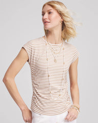 Chico's - Neutral Striped Cap Sleeve Dolman Tee