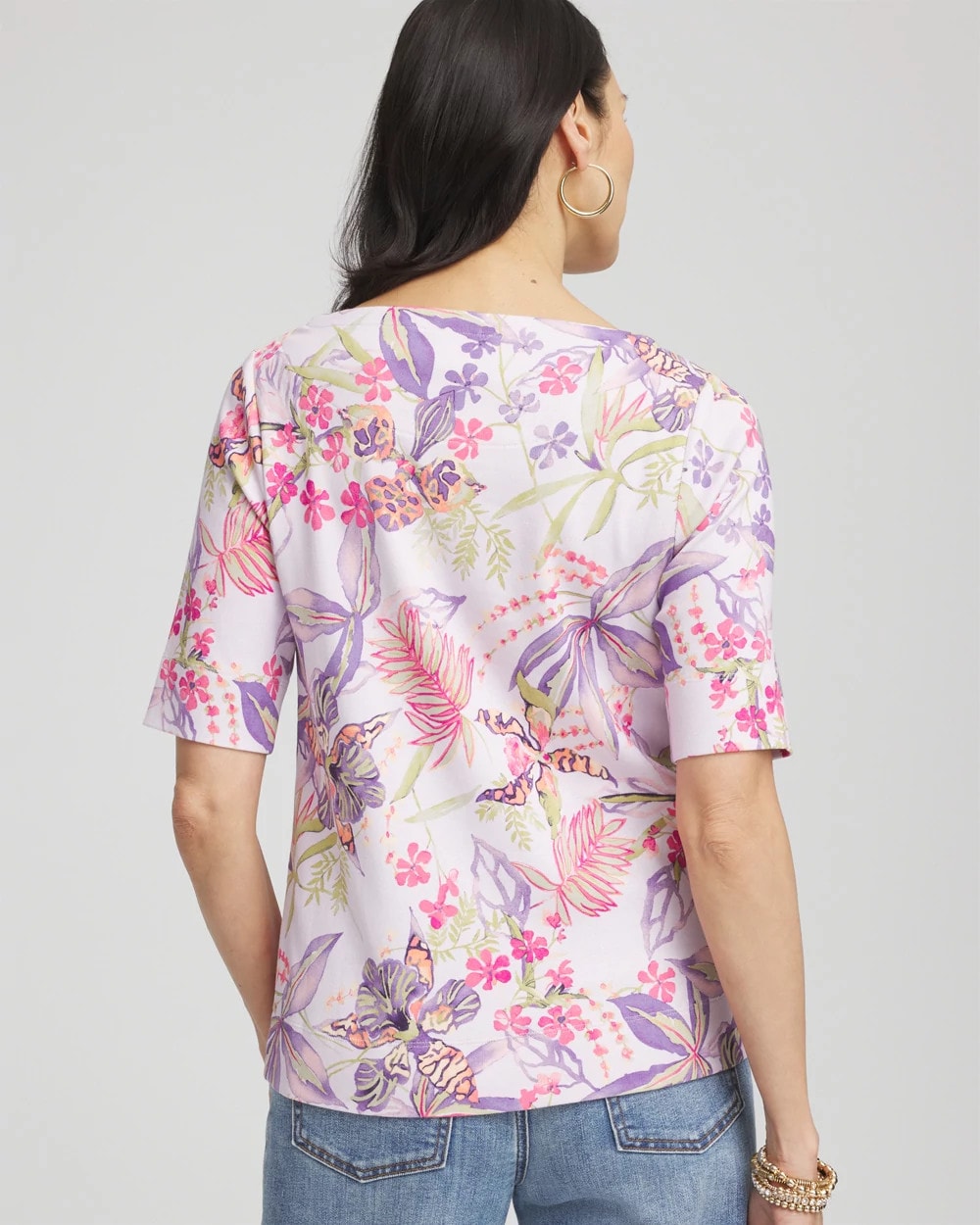 Chico's - Tropical Floral Pima Tee