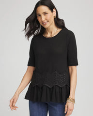 Chico's - Chevron Sequin Peplum Linen Tee
