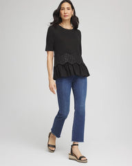 Chico's - Chevron Sequin Peplum Linen Tee