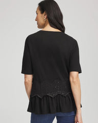 Chico's - Chevron Sequin Peplum Linen Tee