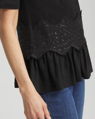 Chico's - Chevron Sequin Peplum Linen Tee