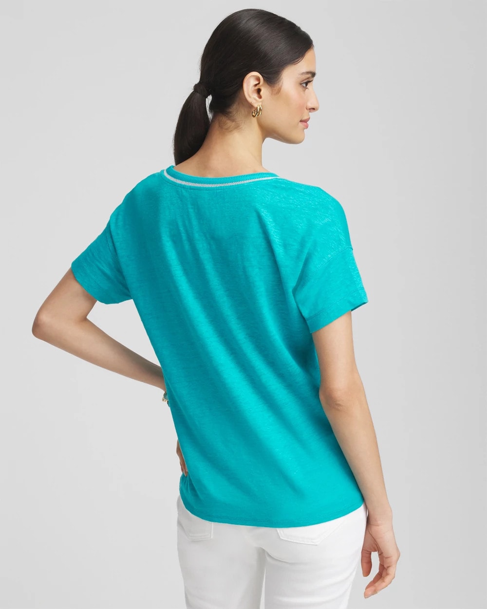 Chico's - Sweater Trim Linen Tee
