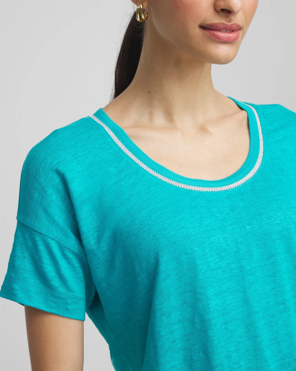 Chico's - Sweater Trim Linen Tee