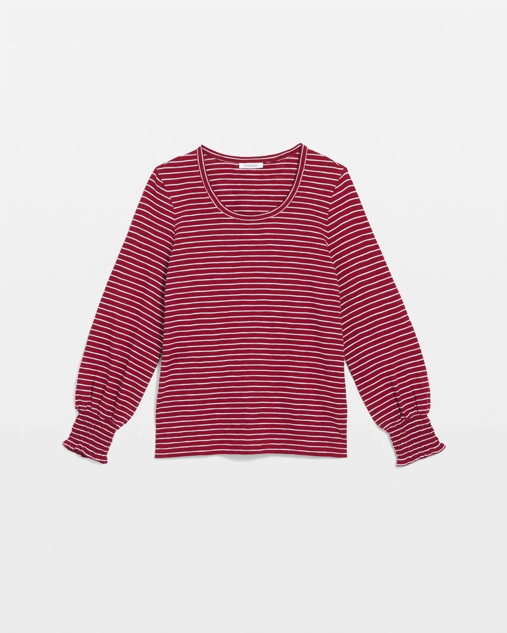 Chico's - Smocked-Sleeve Cotton-Slub Tee