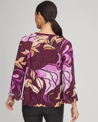 Chico's - Printed Pleated V-Neck Tee