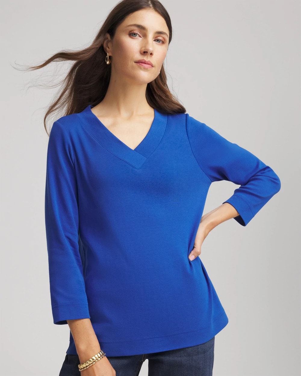 Chico's - Pima Cotton 3/4 Sleeve Tee