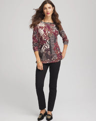 Chico's - Printed Pima Cotton Bateau-Neck Tee