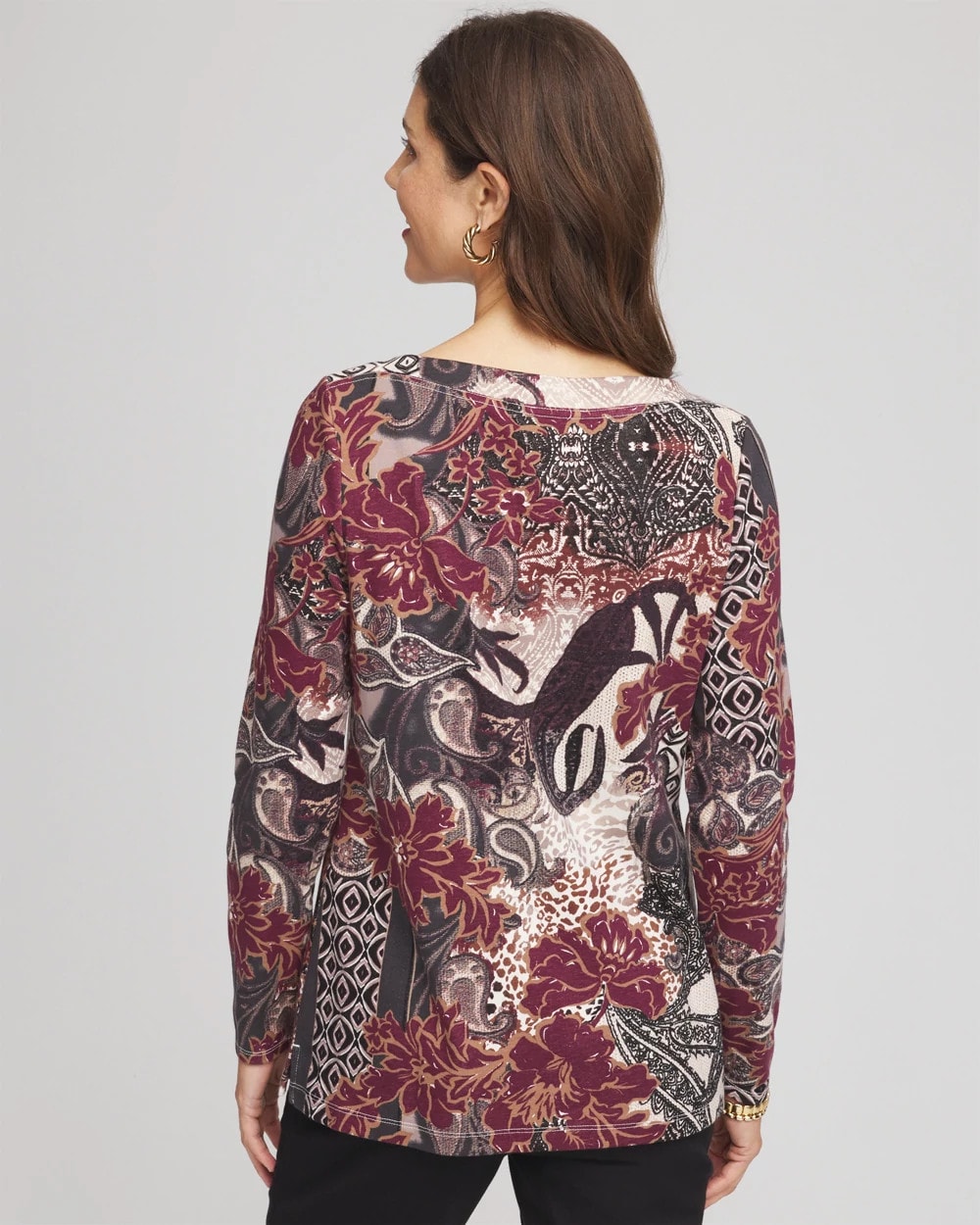 Chico's - Printed Pima Cotton Bateau-Neck Tee