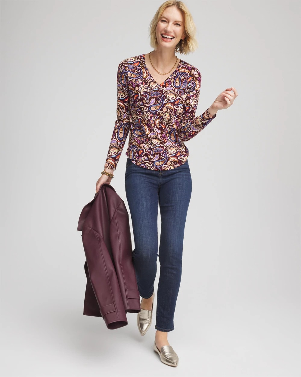 Chico's - Paisley Touch of Cool™ V-Neck Layering Tee