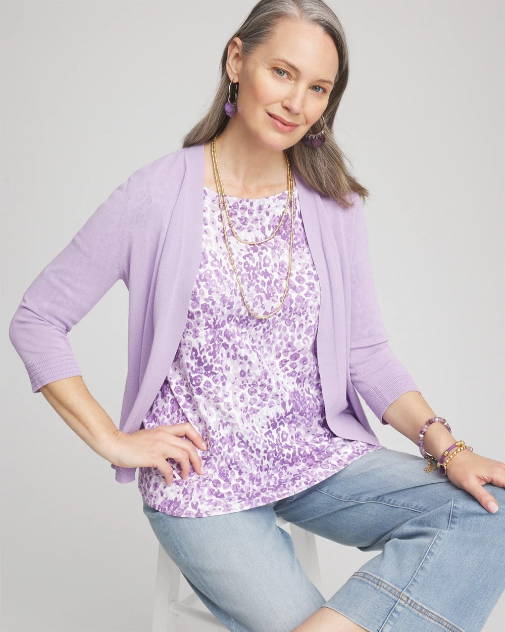 Chico's - Animal Print Bateau-Neck Pima Tee