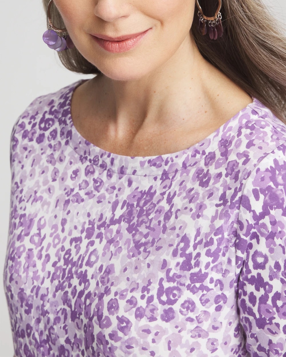 Chico's - Animal Print Bateau-Neck Pima Tee