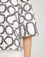 Chico's - Geo Print Boatneck Bubble-Hem Top