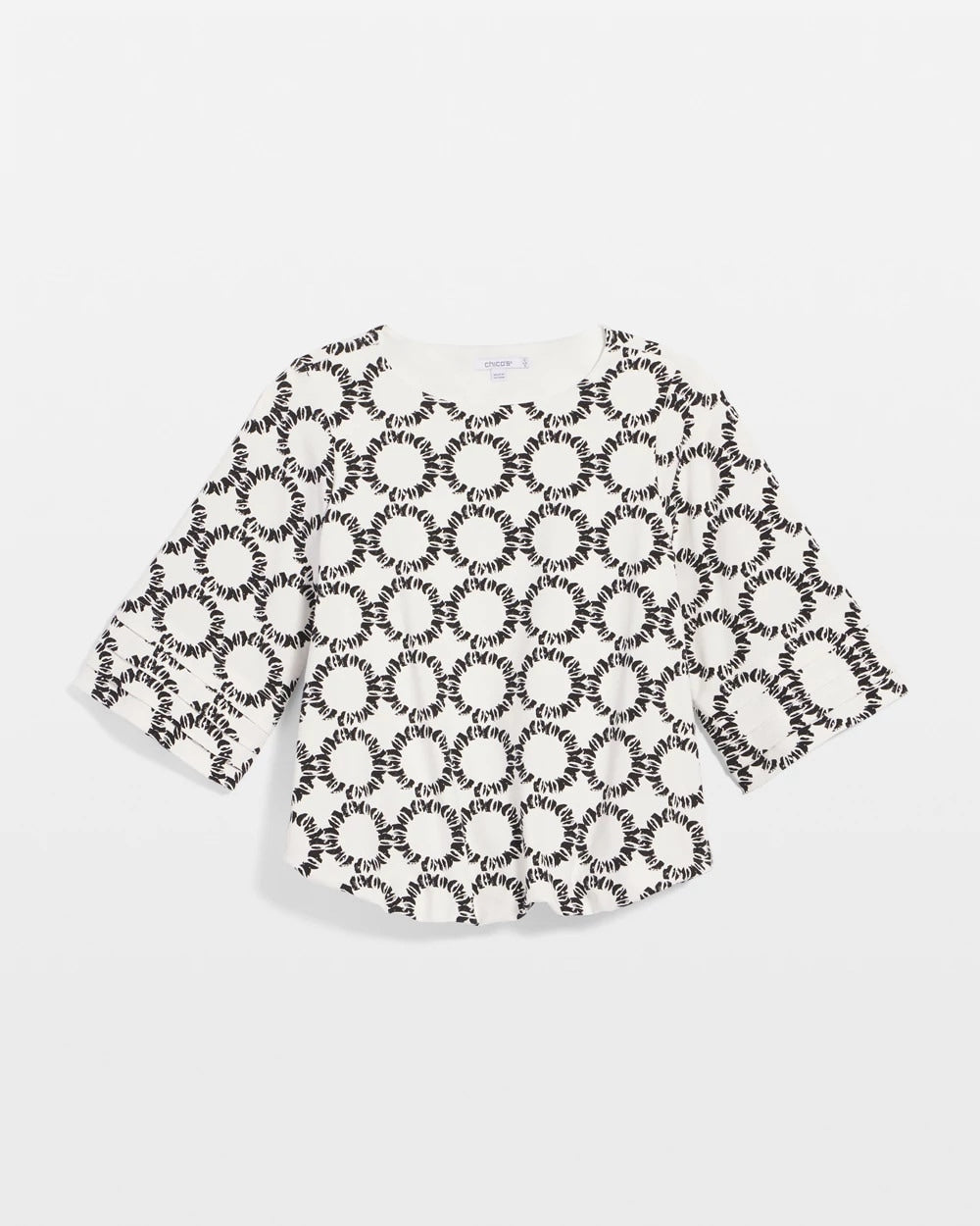 Chico's - Geo Print Boatneck Bubble-Hem Top