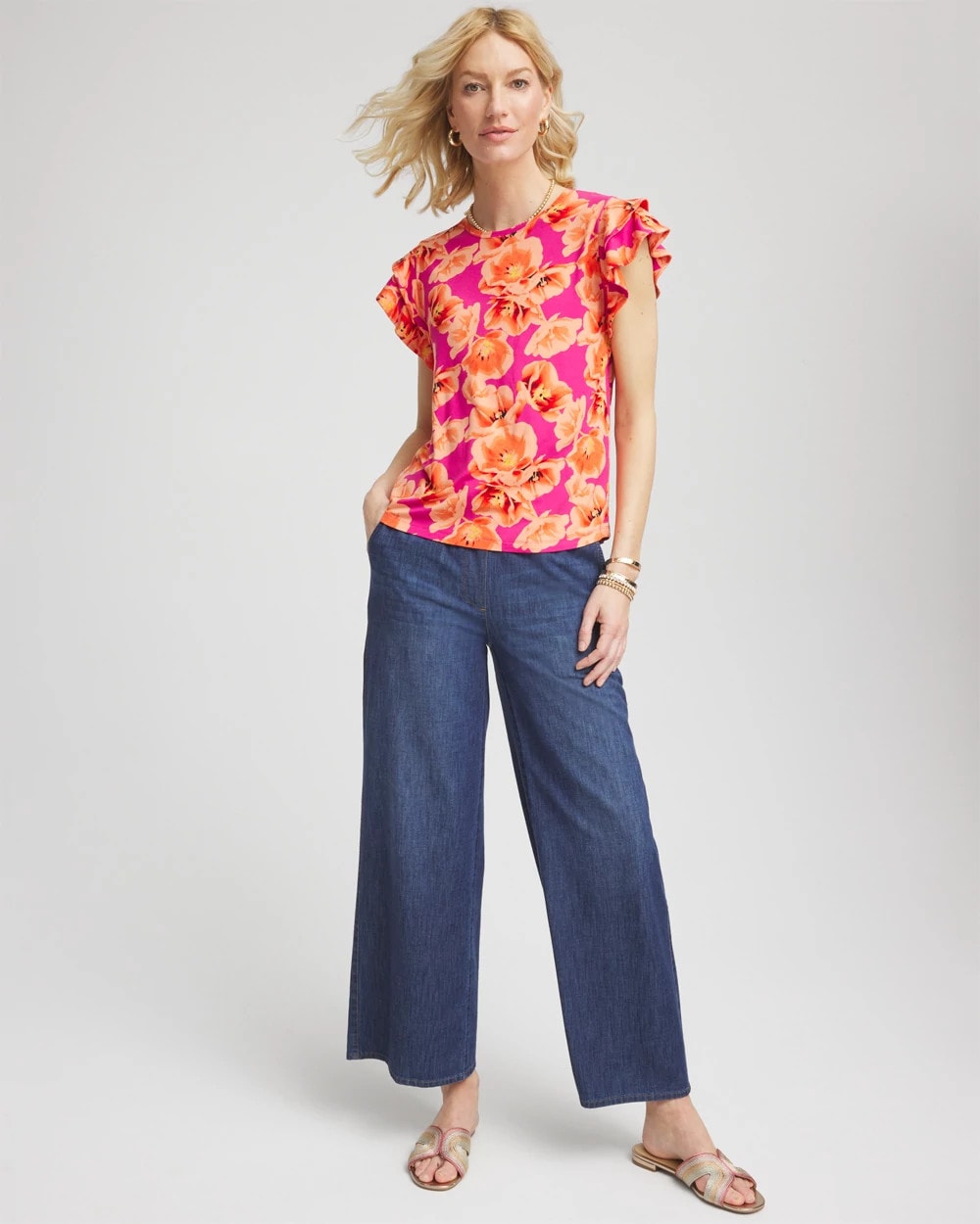 Chico's - Touch of Cool™ Tropical Flutter Sleeve Tee
