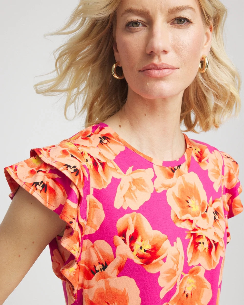 Chico's - Touch of Cool™ Tropical Flutter Sleeve Tee