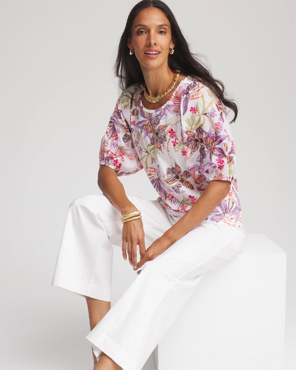 Chico's - Floral Dolman Sleeve Knit Top
