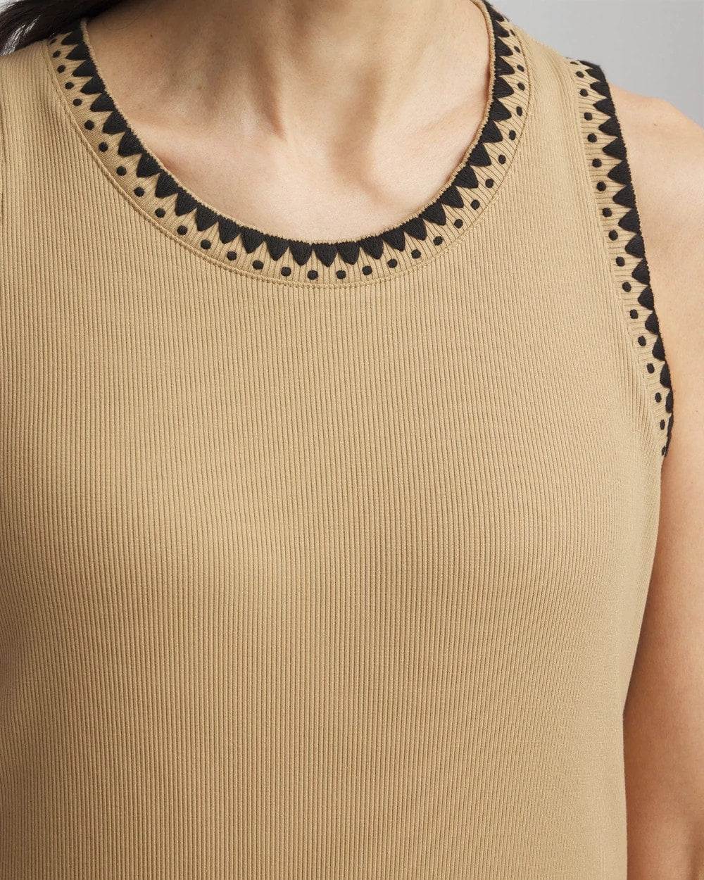 Chico's - Contrast-Trim Ribbed Cotton Tank Top
