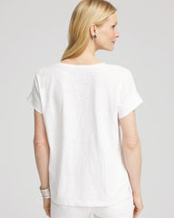 Chico's - Paillette Trim Cotton Slub Tee