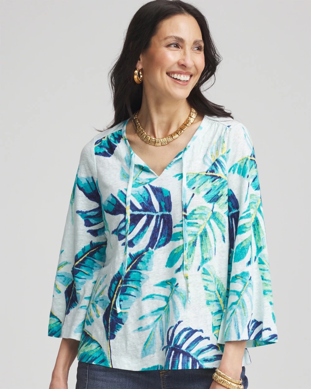 Chico's - Tie-Front Forward Seam Top